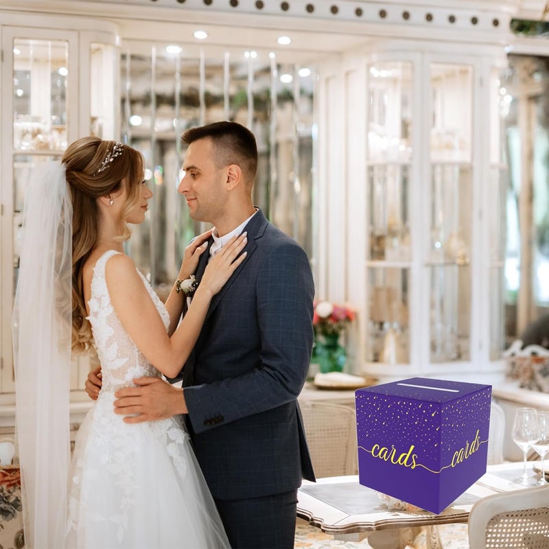 OLIVBIN Purple Card Box, Wedding Party Card Storage Box, Used for Birthday, Baby or Bride, Graduation Ceremony, Retirement Ceremony, Anniversary Decoration Party Supplies - Image 5